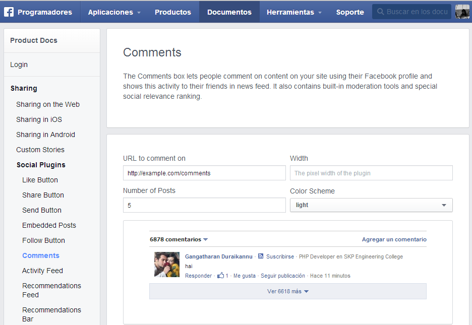 Facebook comments plugin