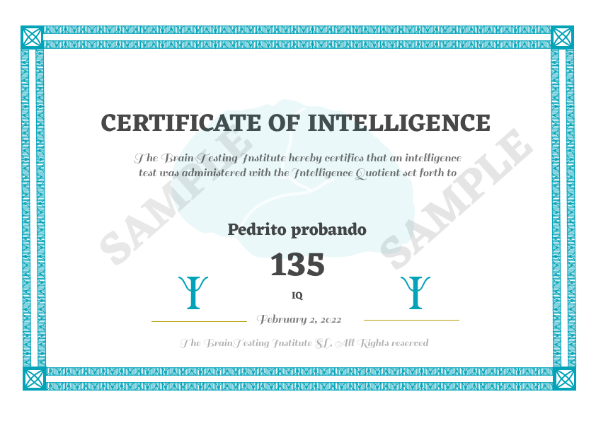 certificado test inteligencia