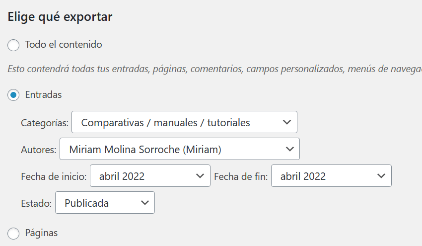 filtro para migrar el blog