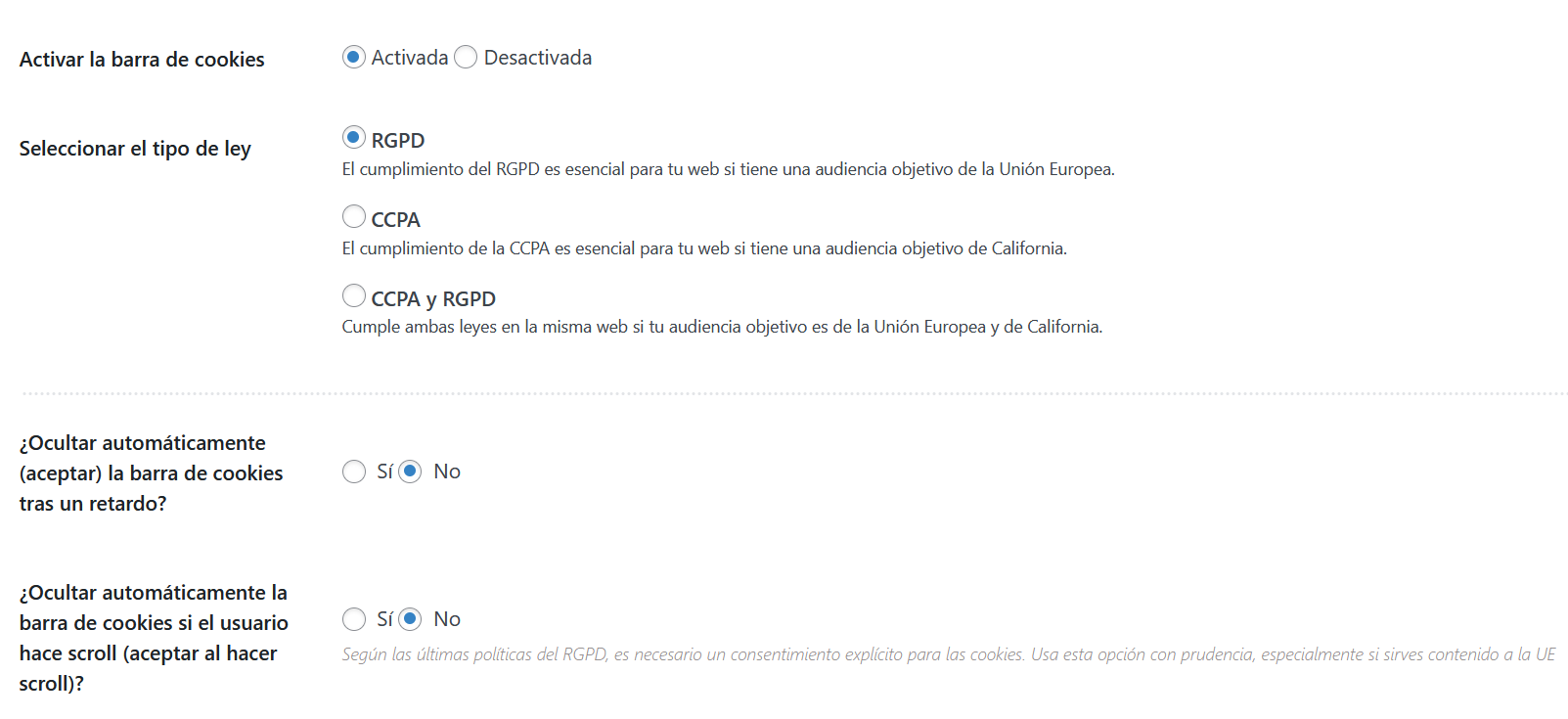 Configurar GDPR Cookie WordPress