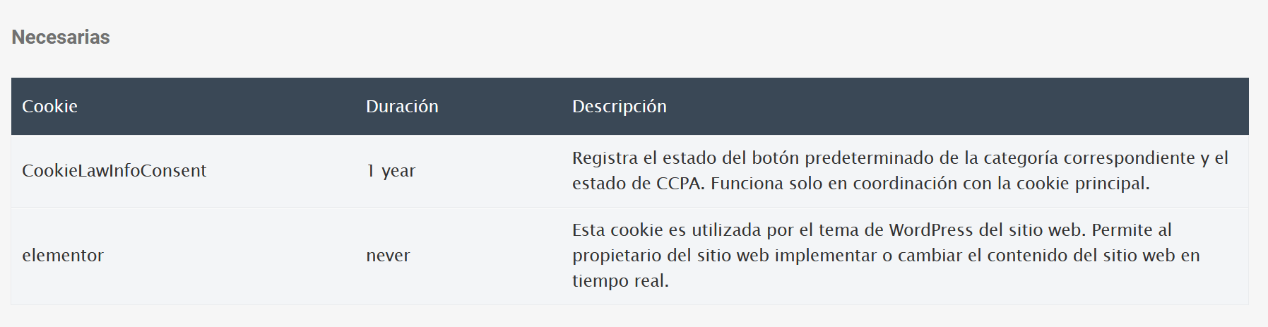 tabla cookie