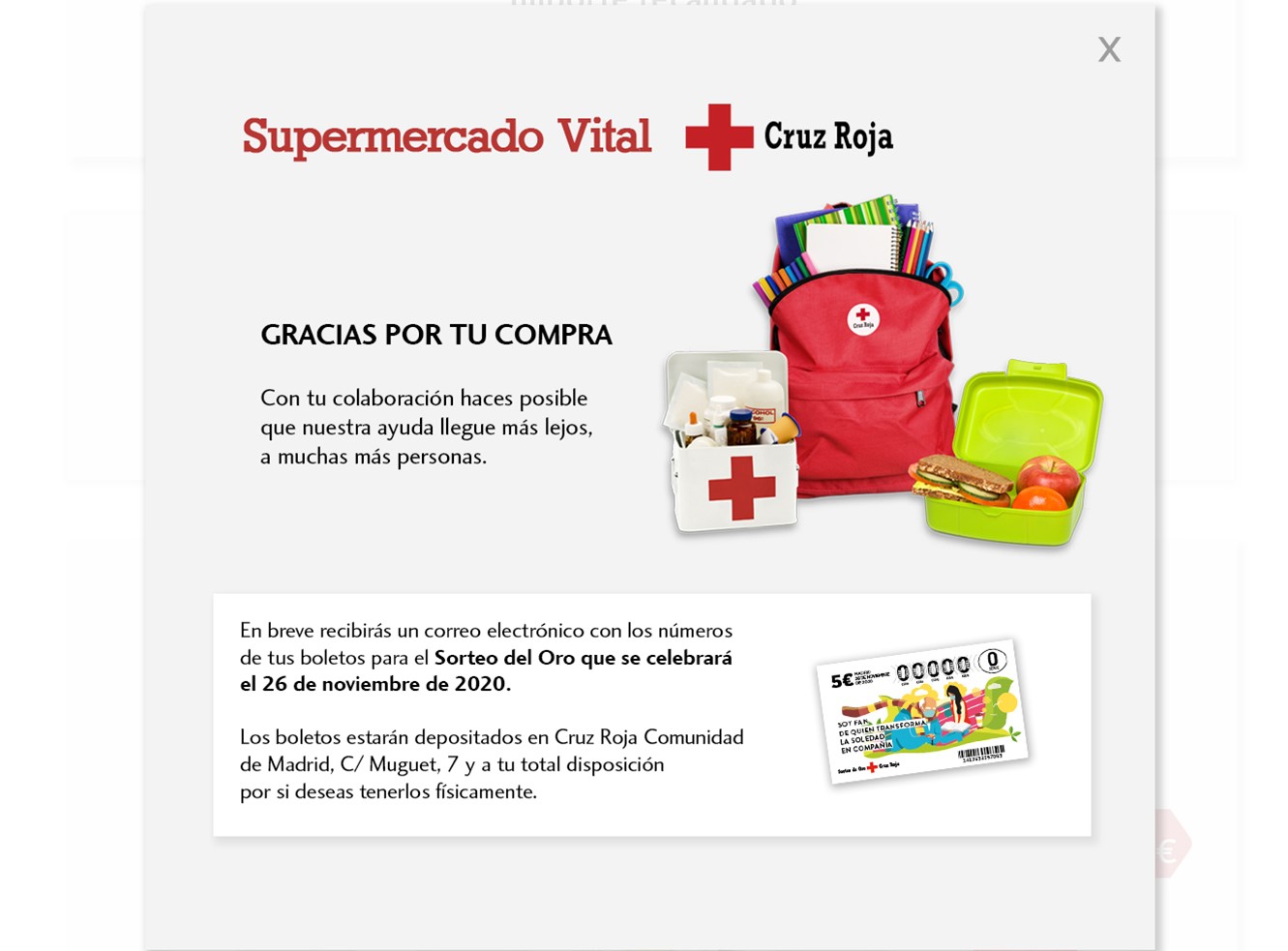 tienda ong cruz roja supermercado vital