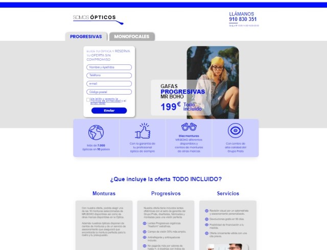 desarrollo landing opticos