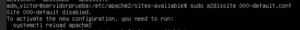 Desactivando sitio web predeterminado en Apache