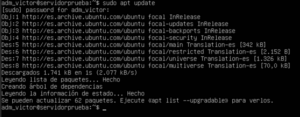 Comando apt update para actualizar paquetes del VPS