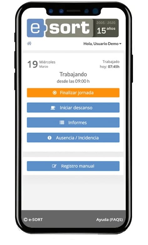 aplicación para control horario digital